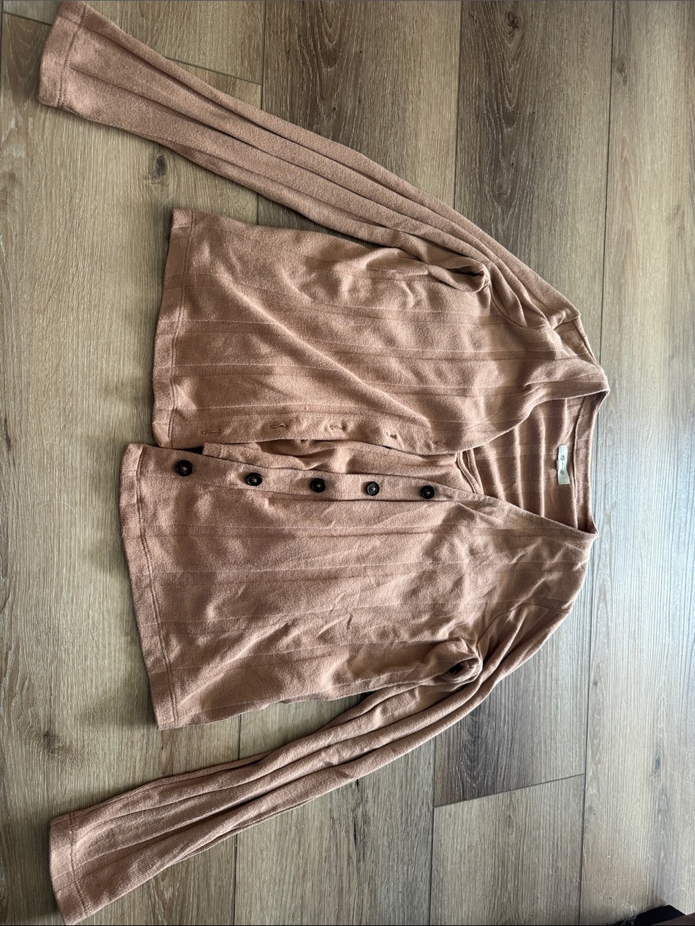Madewell Rust Brown Button-Front Ribbed Cardigan